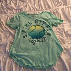 Girls turquoise softball T-shirt